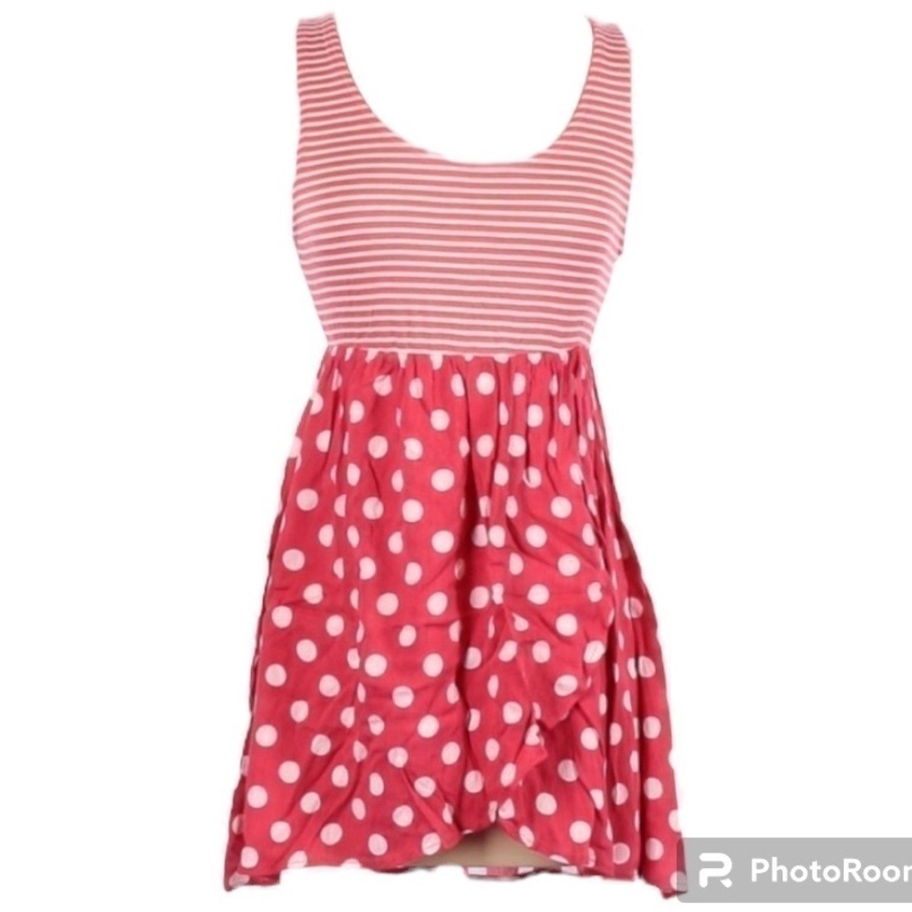 SUMMER RED STRIPED & POLKA DOTTED DRESS